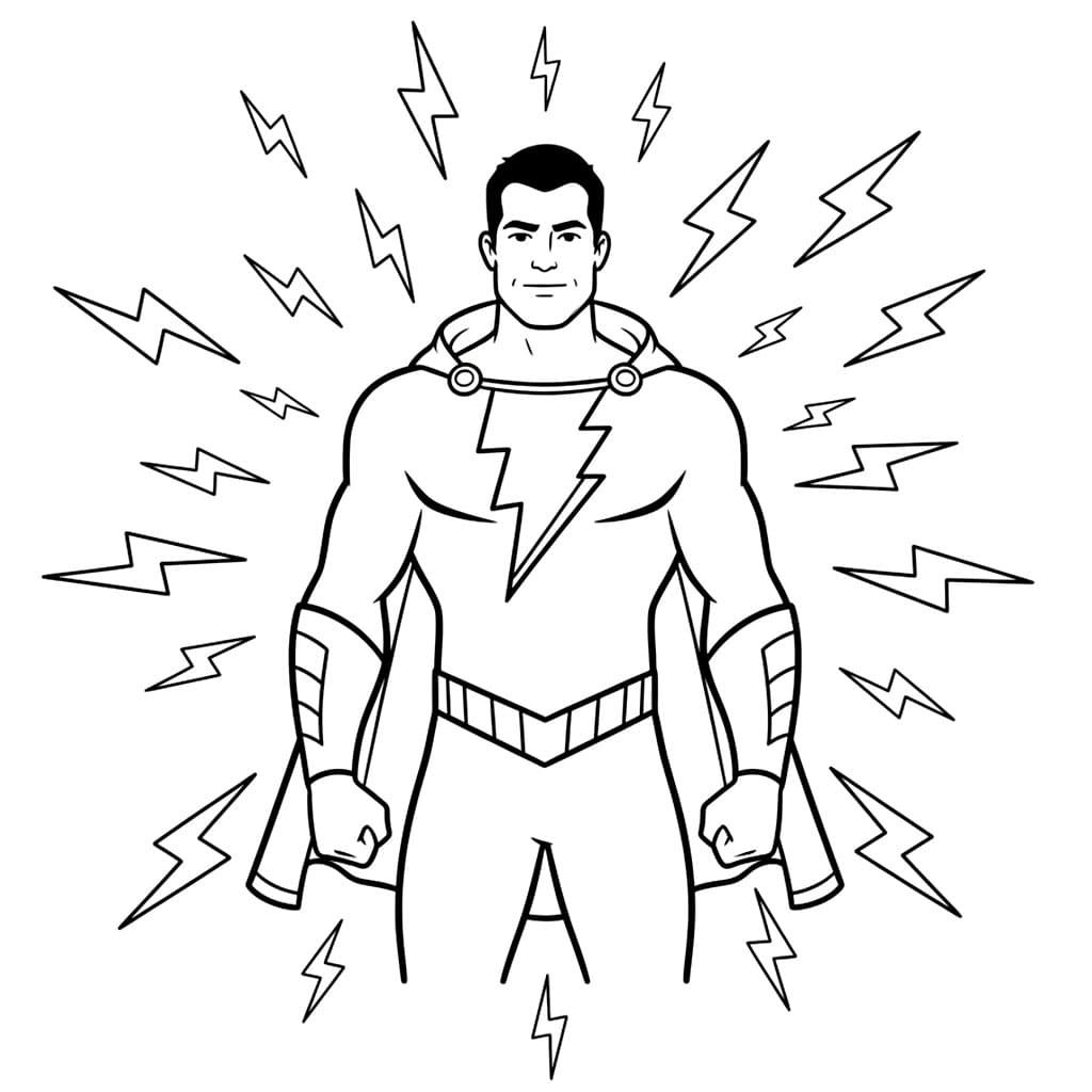 Shazam con simboli di fulmine da colorare