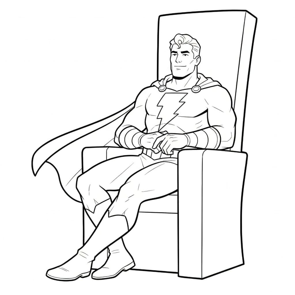 Shazam seduto da colorare