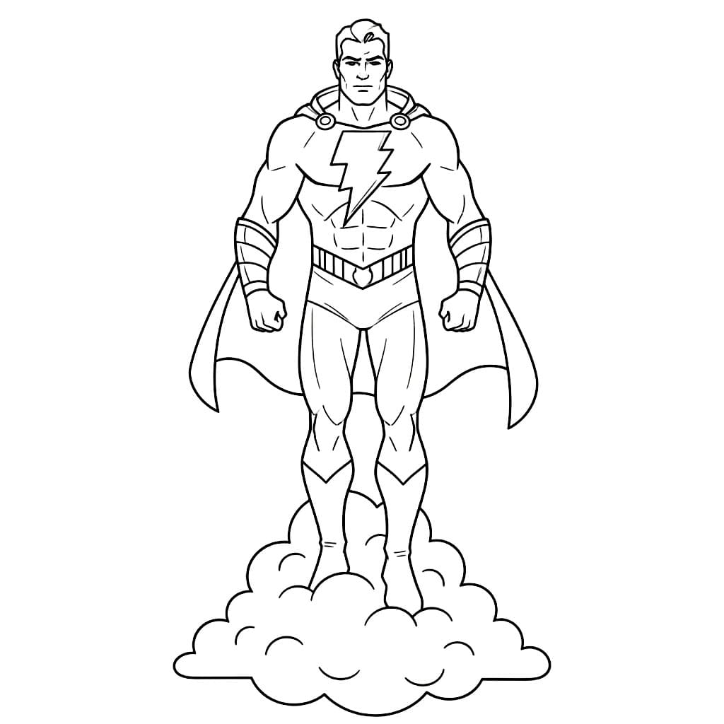 Shazam tra le nuvole da colorare