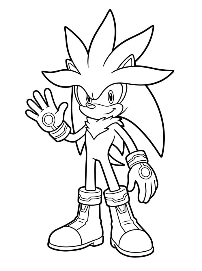 Silver the Hedgehog amichevole da colorare