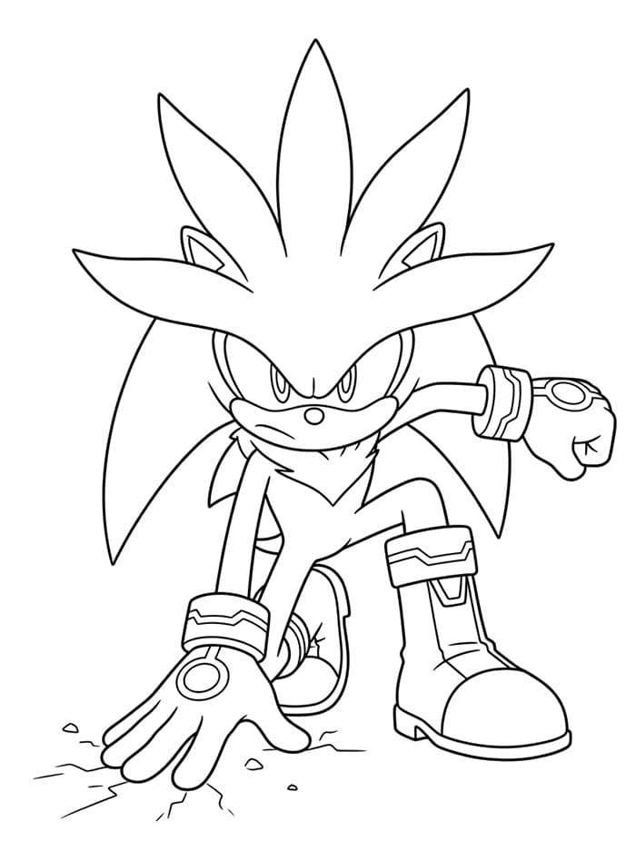 Silver the Hedgehog che atterra da colorare