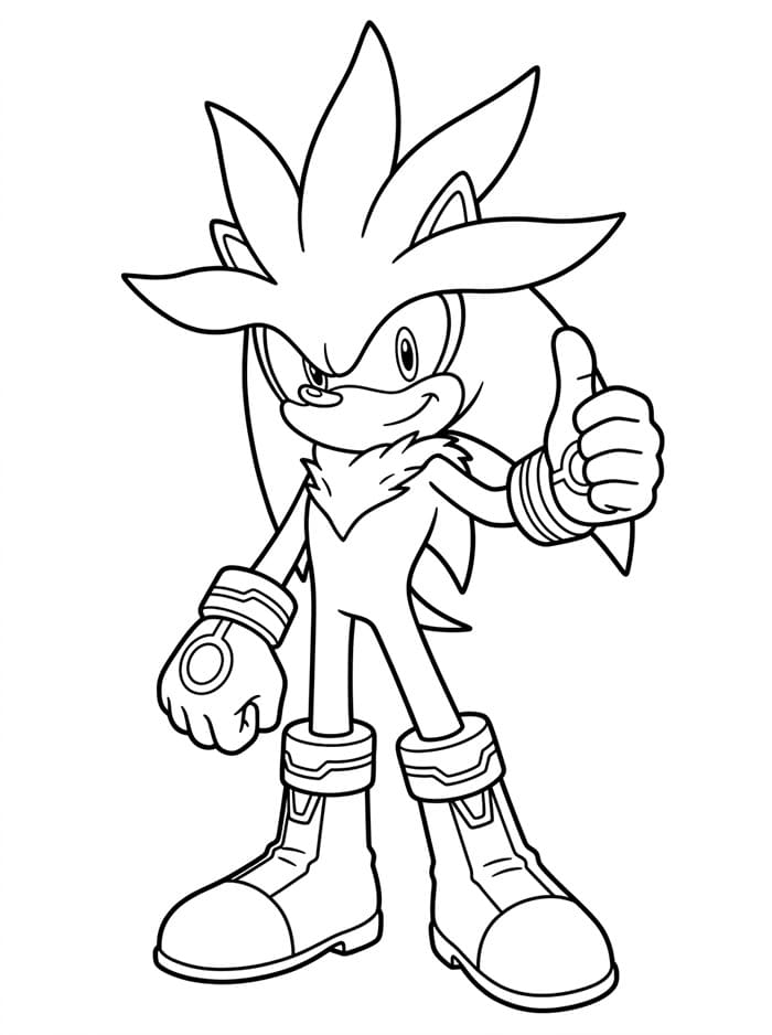 Silver the Hedgehog che fa il pollice in su da colorare