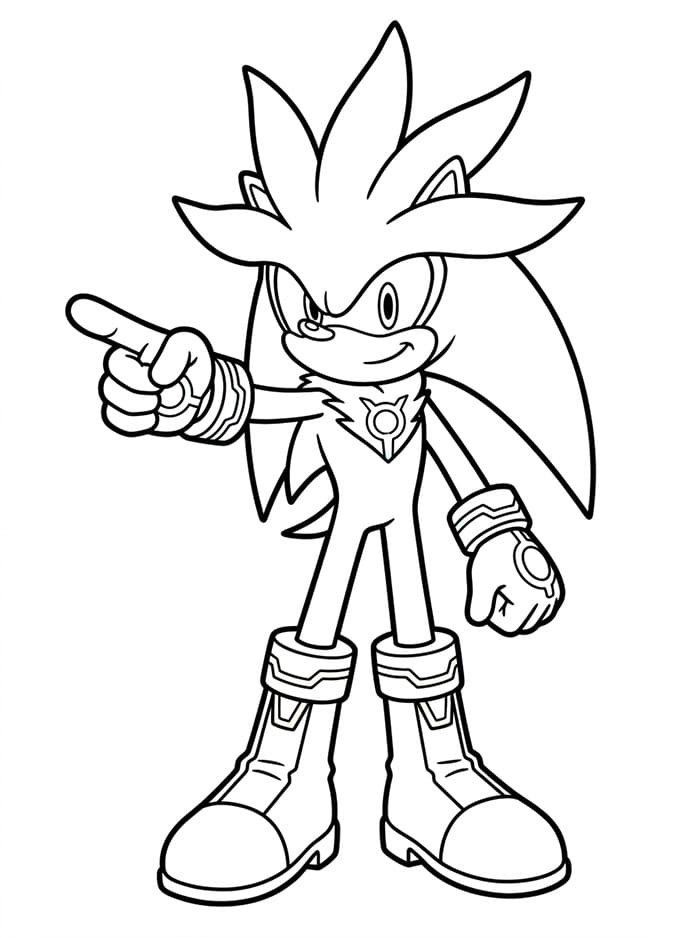 Silver the Hedgehog che indica da colorare