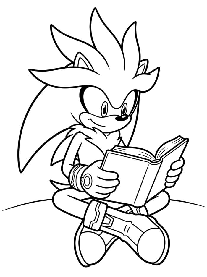 Silver the Hedgehog che legge da colorare