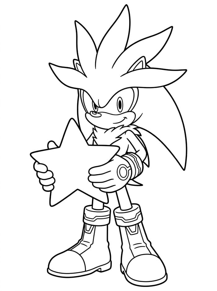 Silver the Hedgehog con una stella da colorare