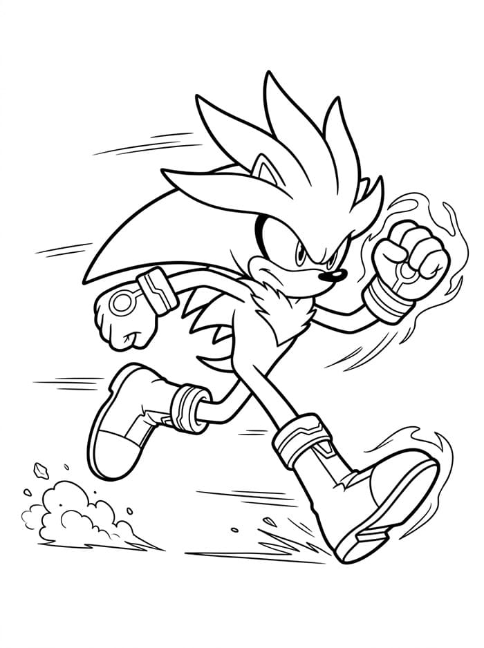 Silver the Hedgehog corre da colorare