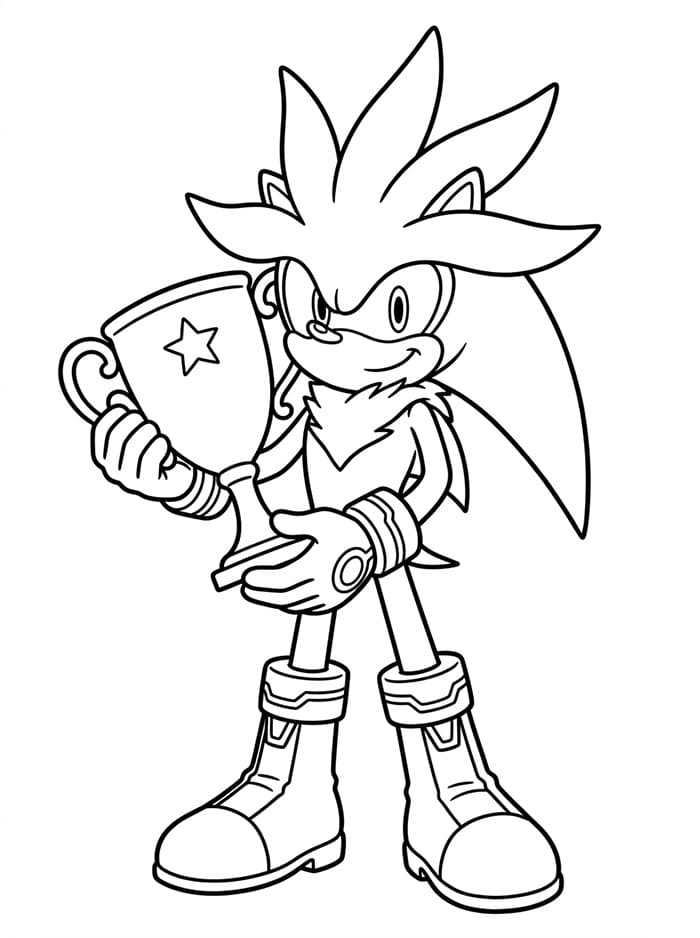 Silver the Hedgehog e un trofeo da colorare
