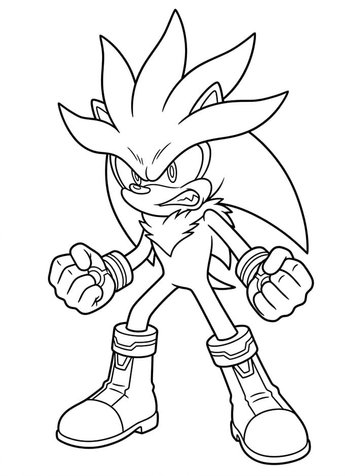 Silver the Hedgehog molto arrabbiato da colorare