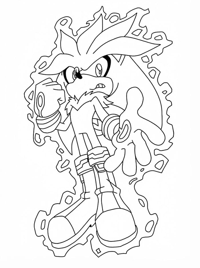 Silver the Hedgehog potente da colorare