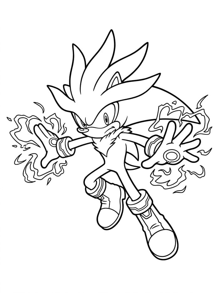 Silver the Hedgehog pronto all'attacco da colorare
