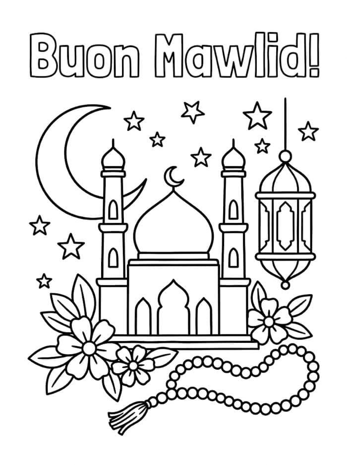 Simboli Gioiosi del Mawlid da colorare