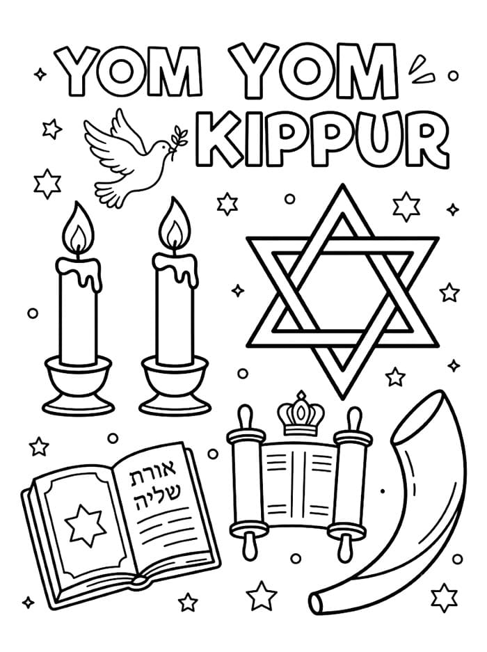 Simboli di Yom Kippur da colorare