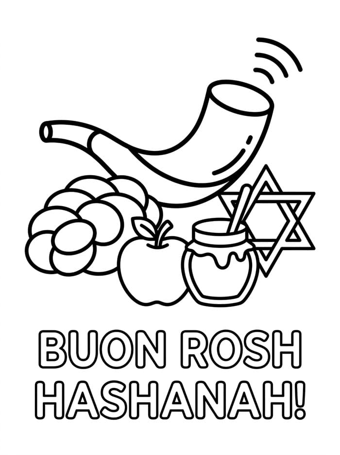 Simbolo di Rosh Hashanah da colorare