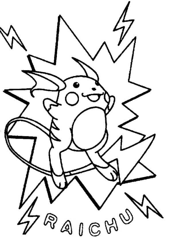 Simpatico Pokémon Raichu da colorare