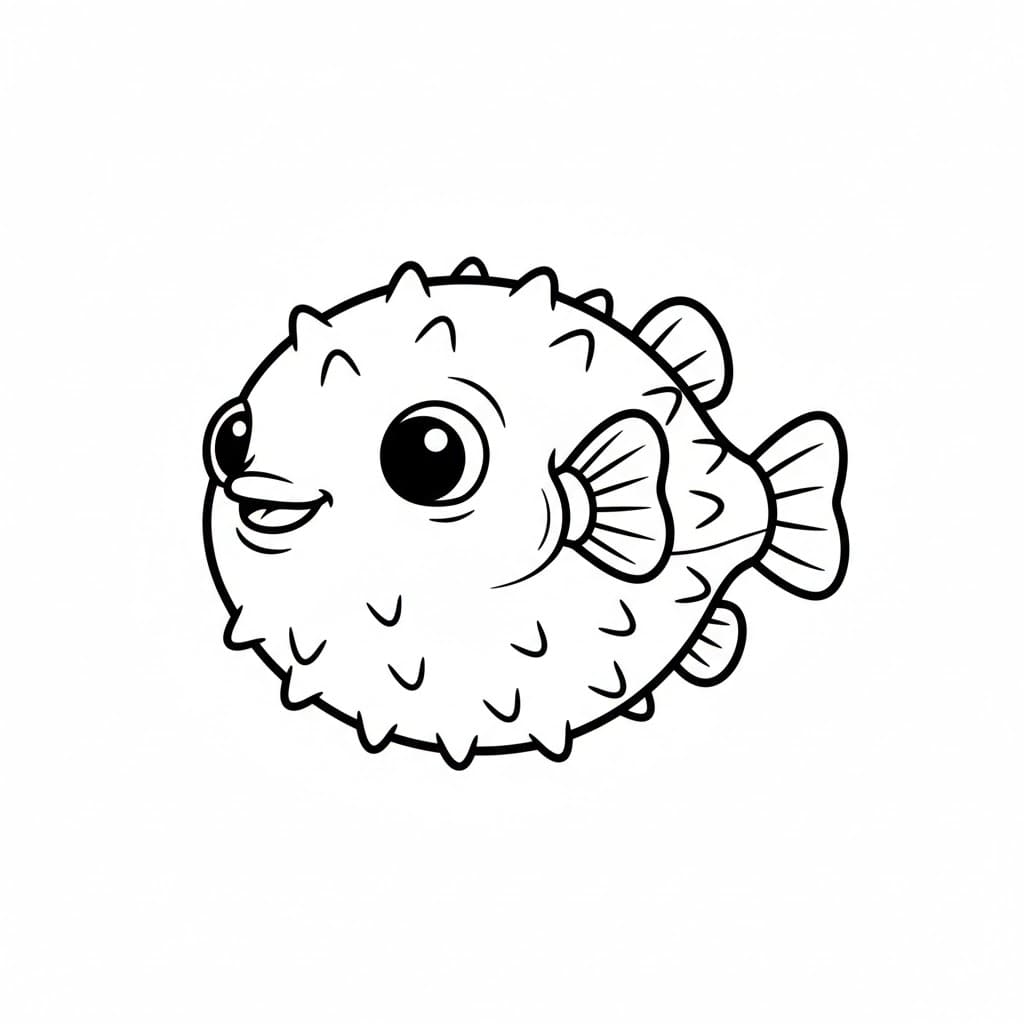 Simpatico pesce palla da colorare