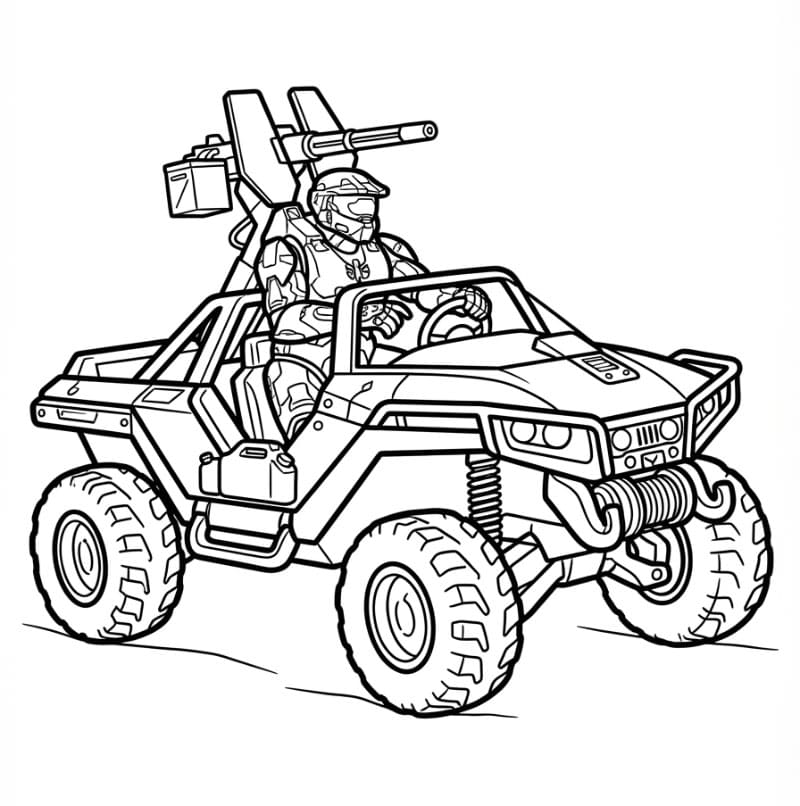 Soldato di Halo su Warthog da colorare