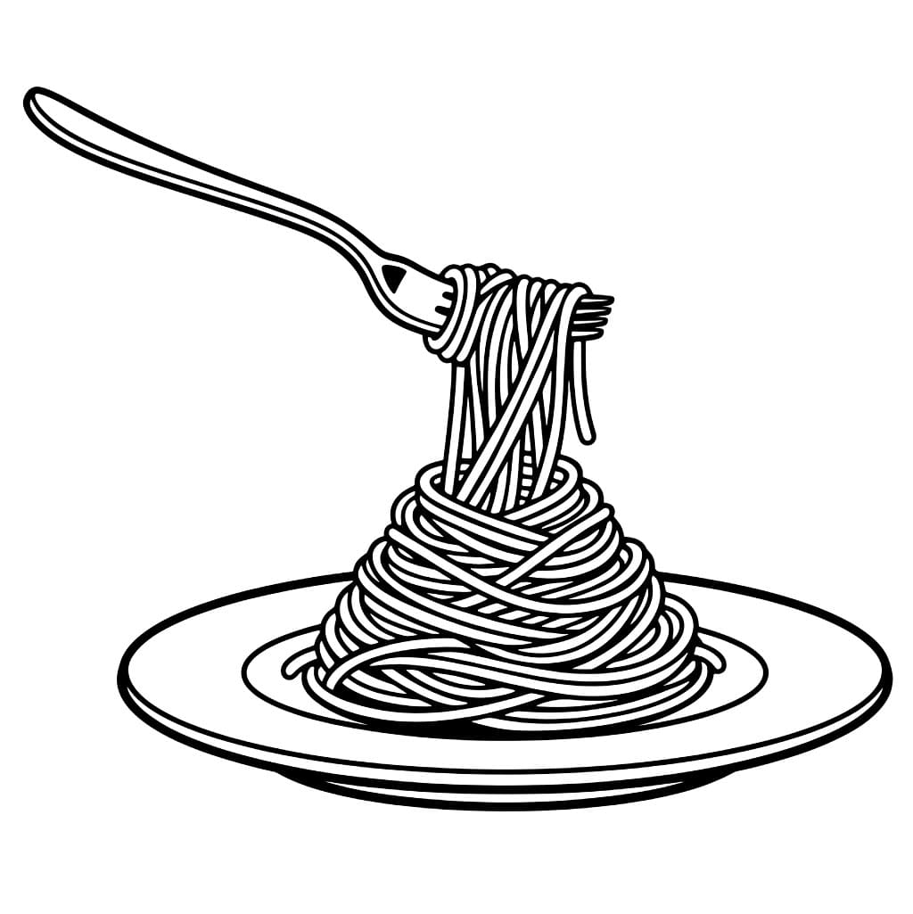 Spaghetti arrotolati al centro da colorare