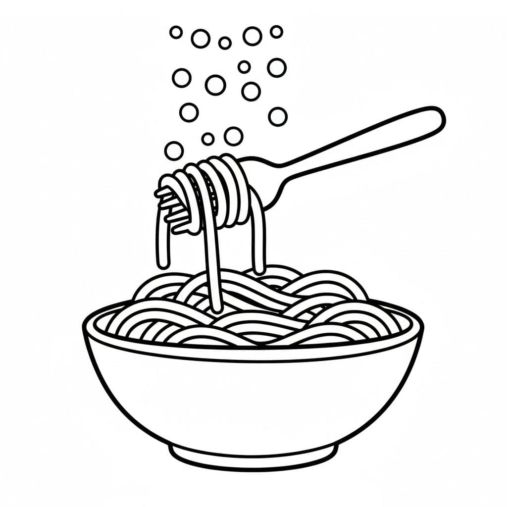 Spaghetti con formaggio da colorare