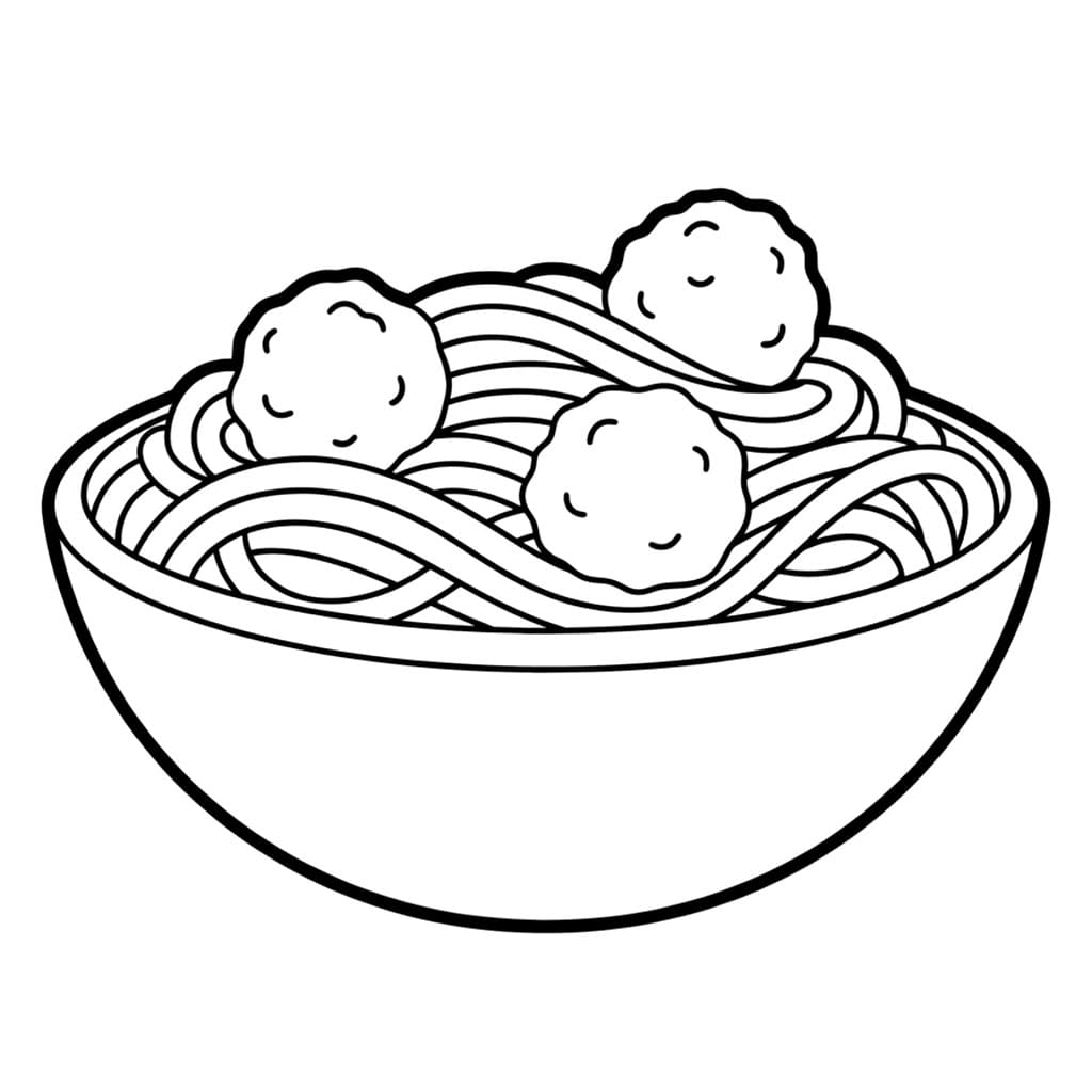 Spaghetti con polpette da colorare
