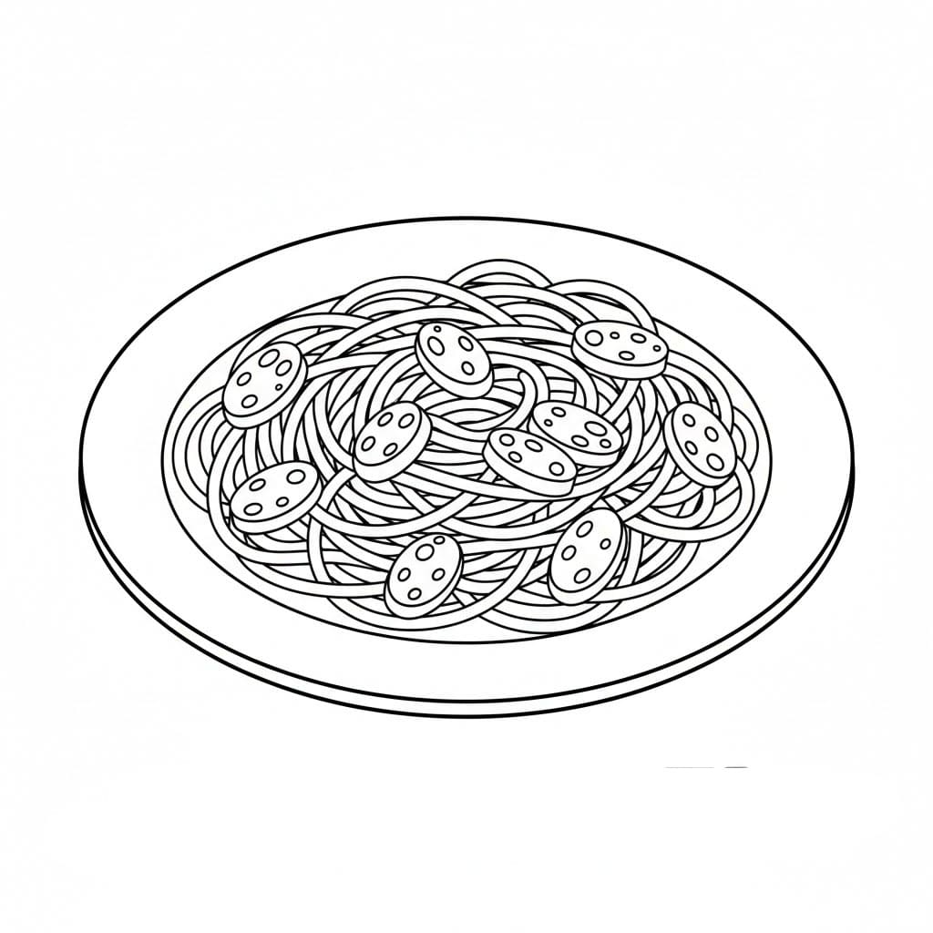 Spaghetti con salsiccia da colorare