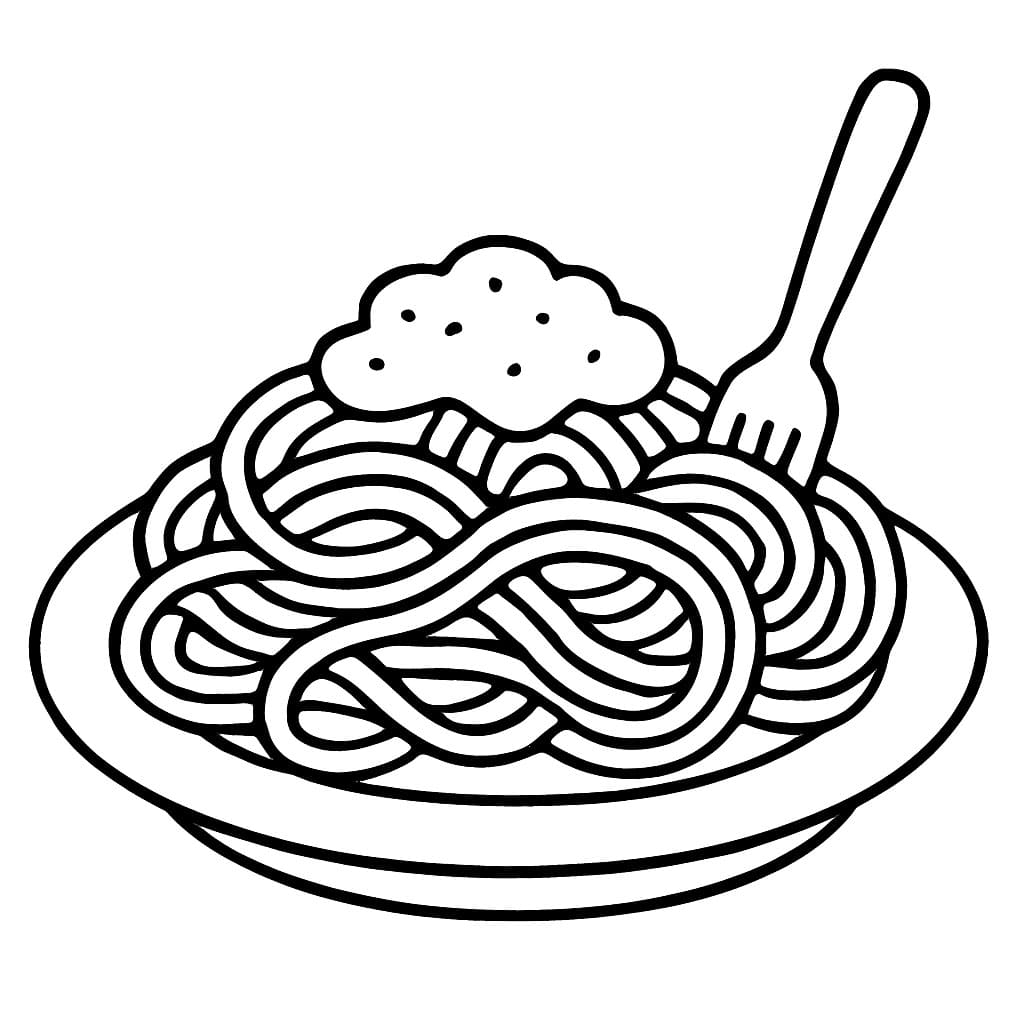 Spaghetti per bambini da colorare
