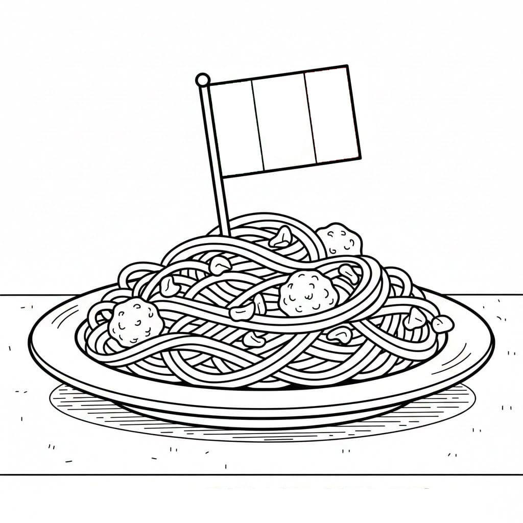 Spaghetti stile italiano da colorare