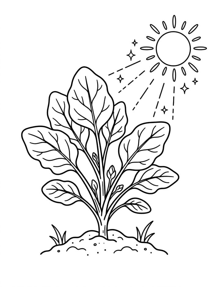 Spinaci sotto il sole da colorare