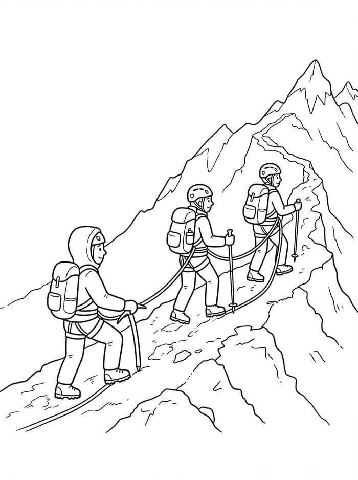 Squadra di alpinismo da colorare