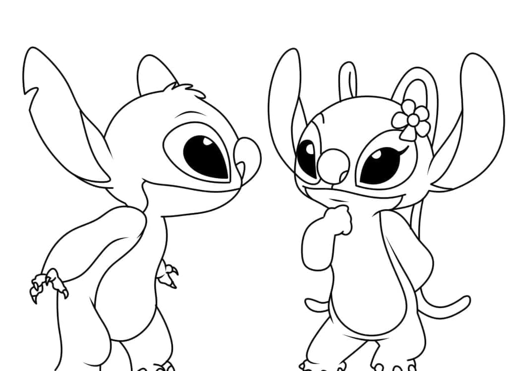Stampa Stitch e Angel da colorare