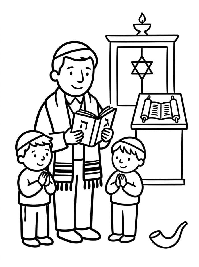 Stampa di Yom Kippur per bambini da colorare