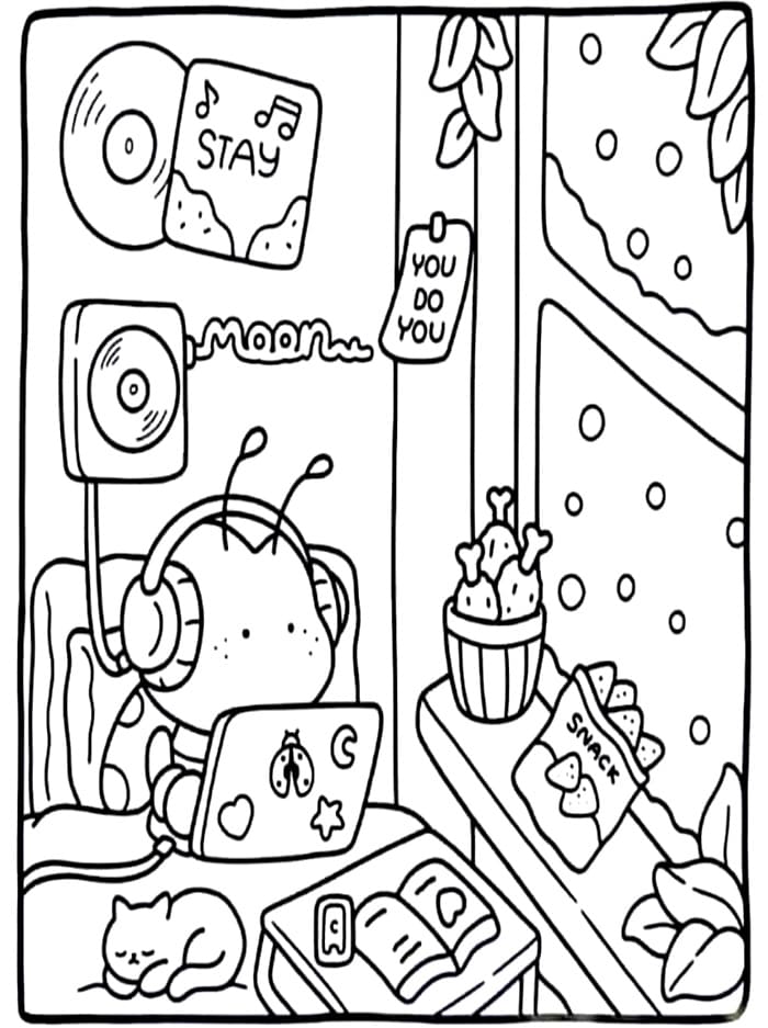 Stampa l'Immagine di Cozy Friend da colorare