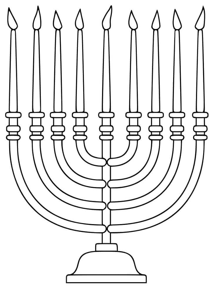 Stampa la Menorah di Hanukkah da colorare