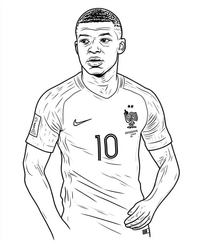 Stampabili di Kylian Mbappé per bambini da colorare
