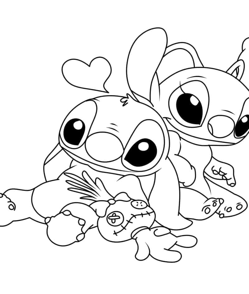 Stitch e Angel Immagine gratuita da colorare