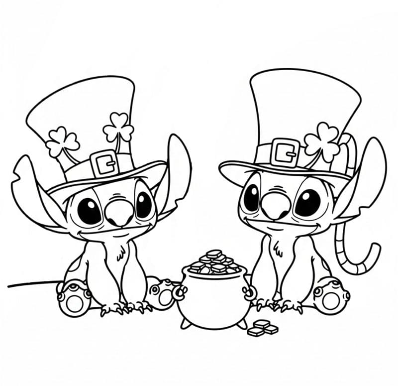 Stitch e Angel San Patrizio da colorare