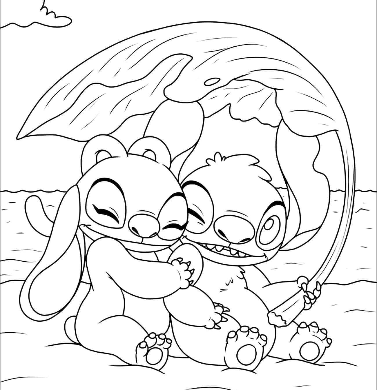 Stitch e Angel Stampa gratuita da colorare