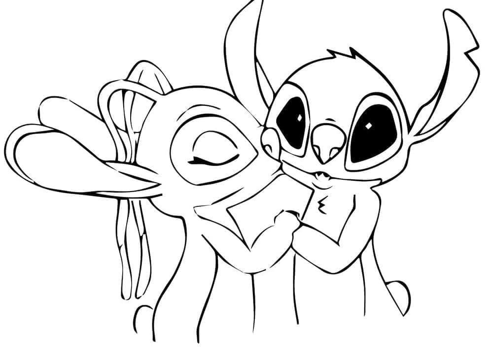 Stitch e Angel gratis da colorare