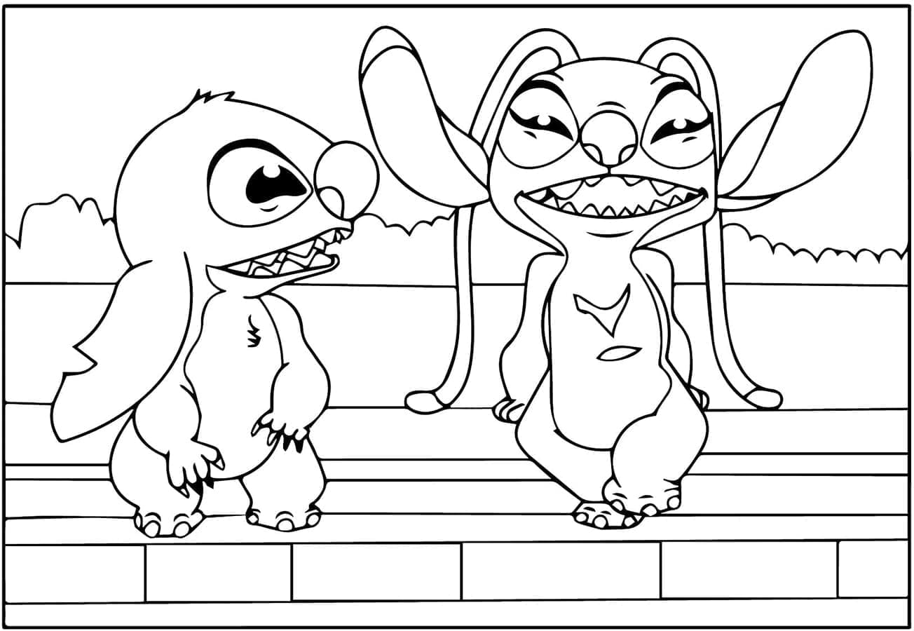 Stitch e Angel per bambini da colorare