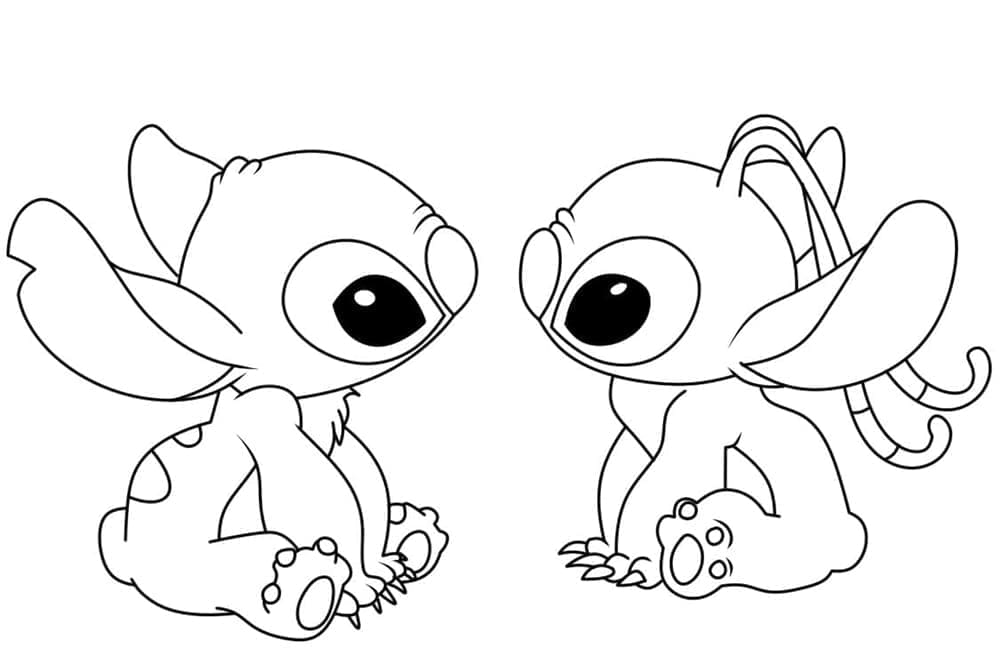 Stitch e Angel sono carini da colorare