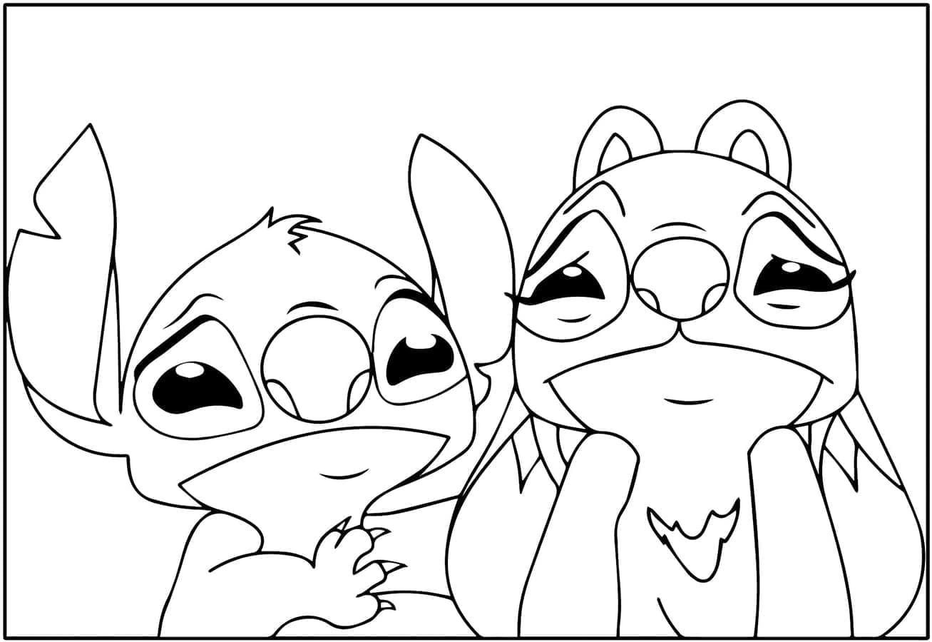 Stitch e Angel tristi da colorare