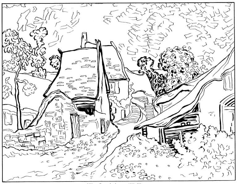 Strada ad Auvers-sur-Oise Vincent Van Gogh da colorare