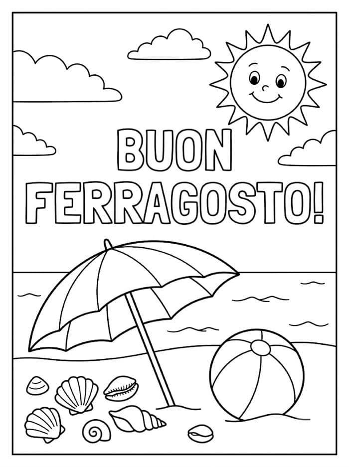 Striscione Buon Ferragosto da colorare