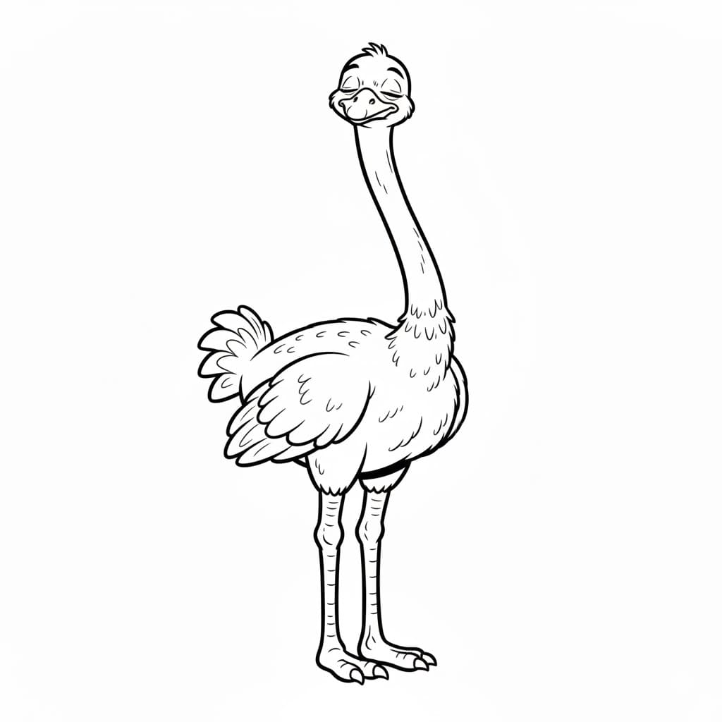 Struzzo che dorme in piedi da colorare