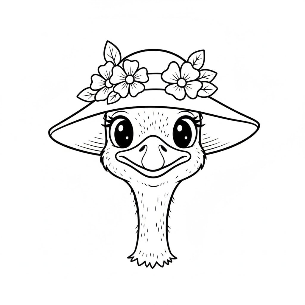 Struzzo con cappello da colorare
