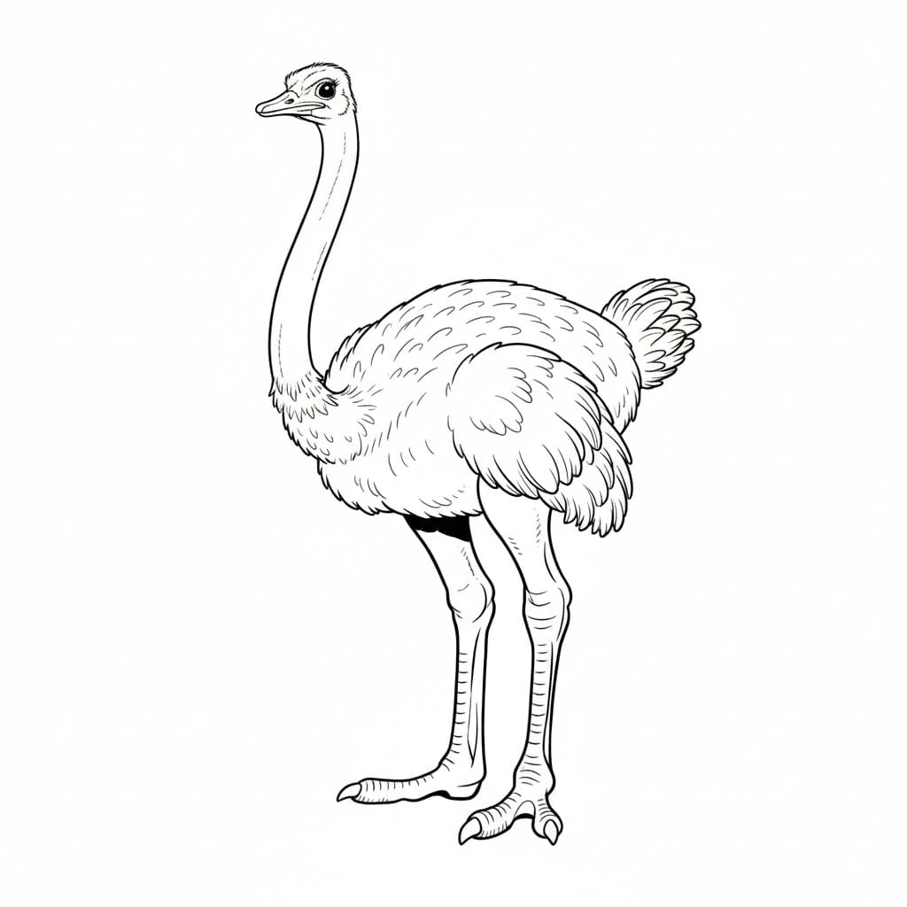 Struzzo dal collo lungo da colorare