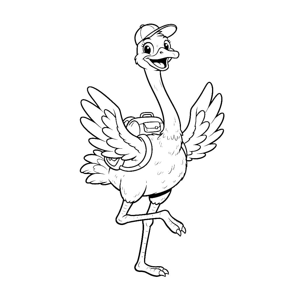 Struzzo dei cartoni animati da colorare