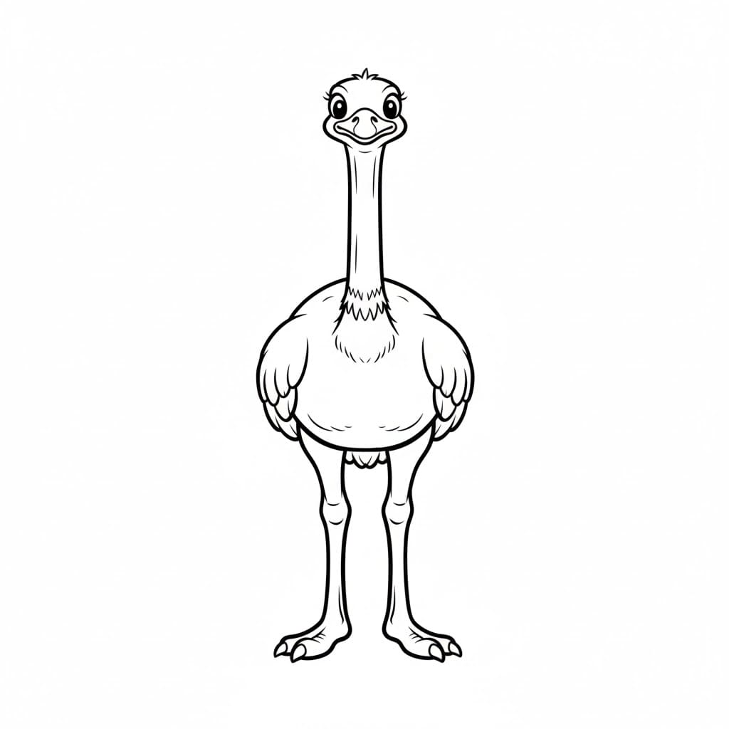 Struzzo di fronte da colorare