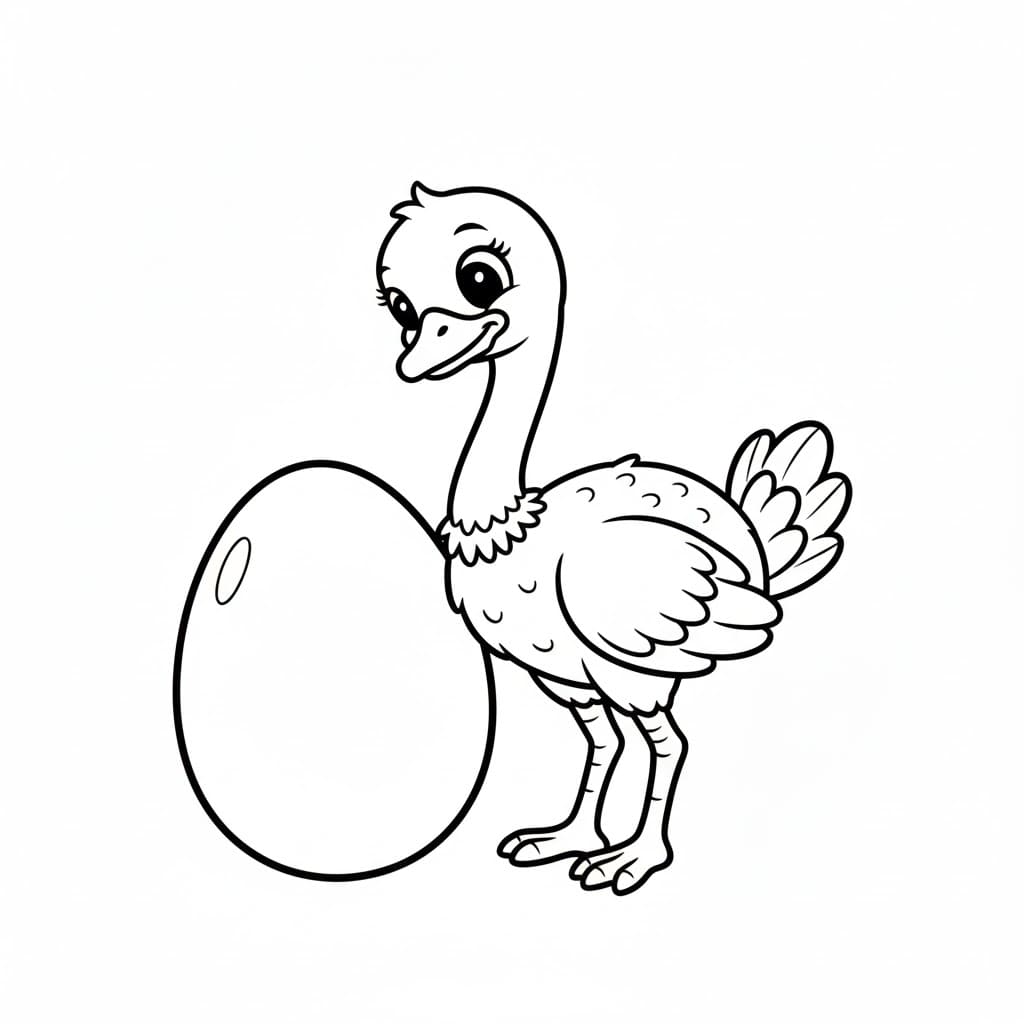 Struzzo e uovo da colorare