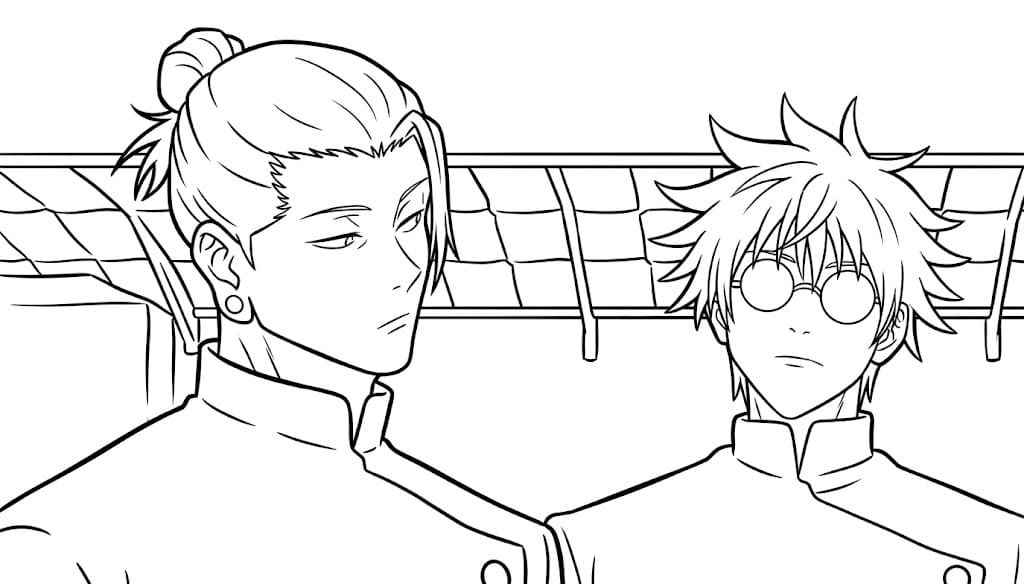 Suguru Geto con Satoru Gojo da colorare