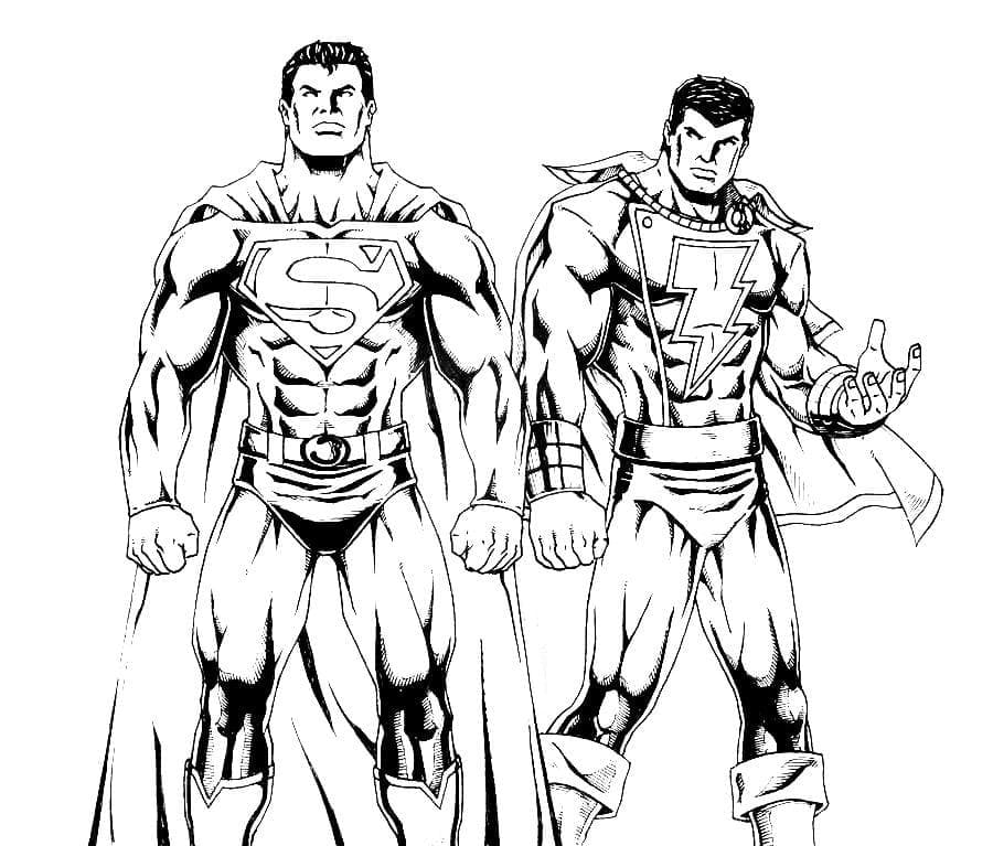 Superman and Shazam da colorare
